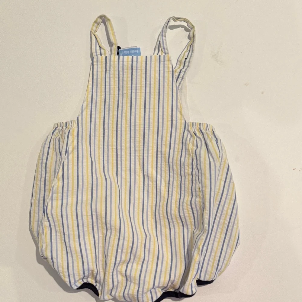Bella Bliss Striped‎ Baby Romper with Button Snaps Bubble Yellow Blue 9 Months